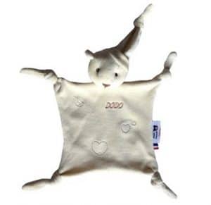 Doudou ours bonnet bio naturel « dodo » taupe 28 cm