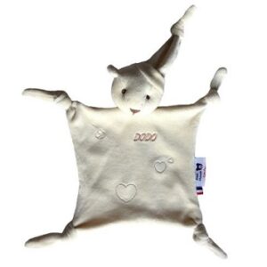 Doudou ours bonnet bio naturel "dodo" taupe 28 cm