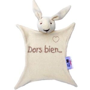 Doudou Lapin bio "Dors bien" taupe 25 cm