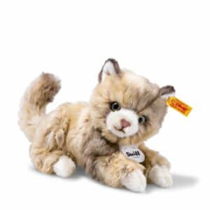 Chat Lucy brun moucheté couché 18 cm