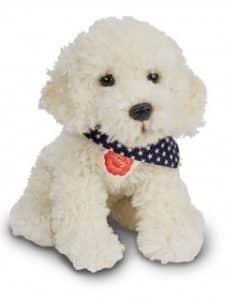 Chien Labradoodle blanc assis 28 cm