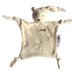 Doudou Ours bonnet bio naturel « dodo » marron 28 cm