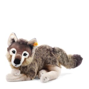 Loup-pantin Snorry gris-brun couché 40 cm