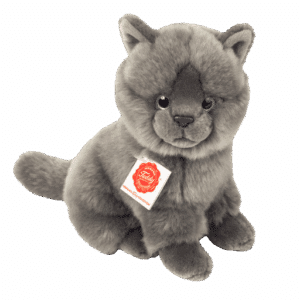 Chat Chartreux gris assis 20 cm