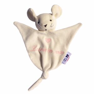 Doudou souris bio la vie en rose 28cm