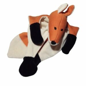 Doudou renard goupil bio orange/naturel/noir 34cm