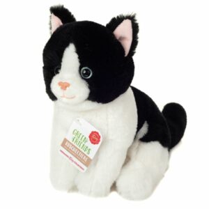 Chat noir et blanc assis 20cm