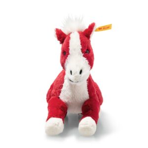 Cheval couché rouge/blanc zodiaque chinois 18cm