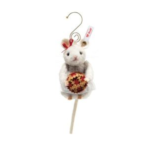 Ornement Souris pâtissière Noël laine 9cm