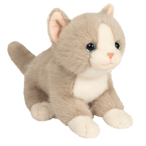 Chat gris et blanc assis 20cm