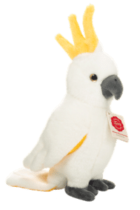 Oiseau Cacatoès blanc/jaune debout 23cm