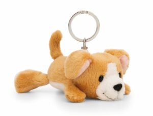 Porte-clés chien brun couché 10cm