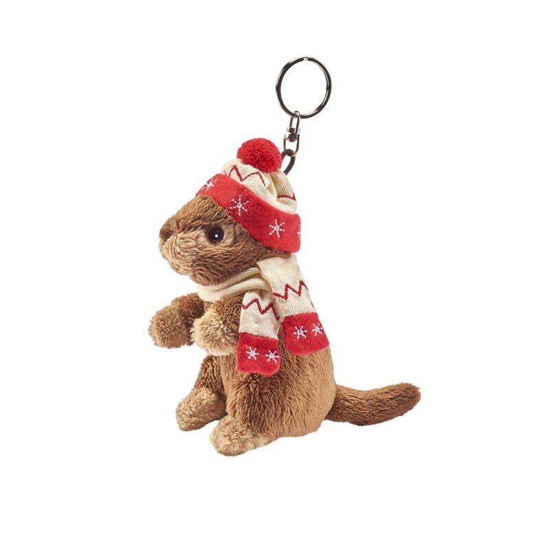 Porte-clés Marmotte écharpe rouge/crème H10cm
