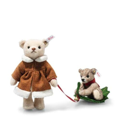 Ours Teddy Mama avec enfant laine 23-12cm