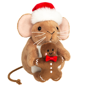 Souris de Noël avec bonhomme pain d'épices 11cm