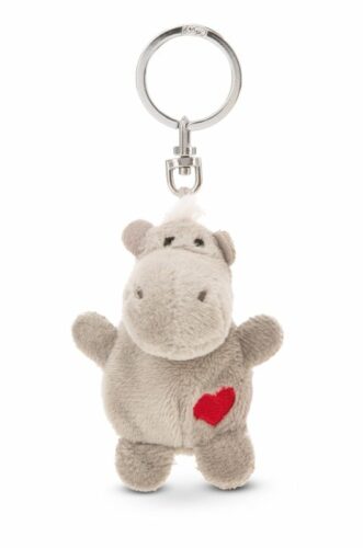 Porte-clés Hippopotame gris avec coeur 5cm