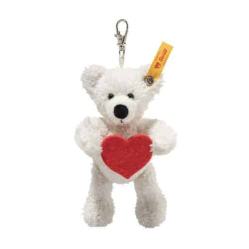 Porte-clés Ours Teddy Lotte blanc Coeur 12cm