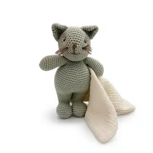 Doudou Peluche Chat gris bio 25x14x7cm