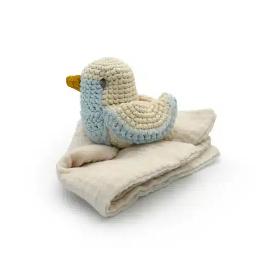 Doudou oiseau mésange bleue bio 14x12x11cm