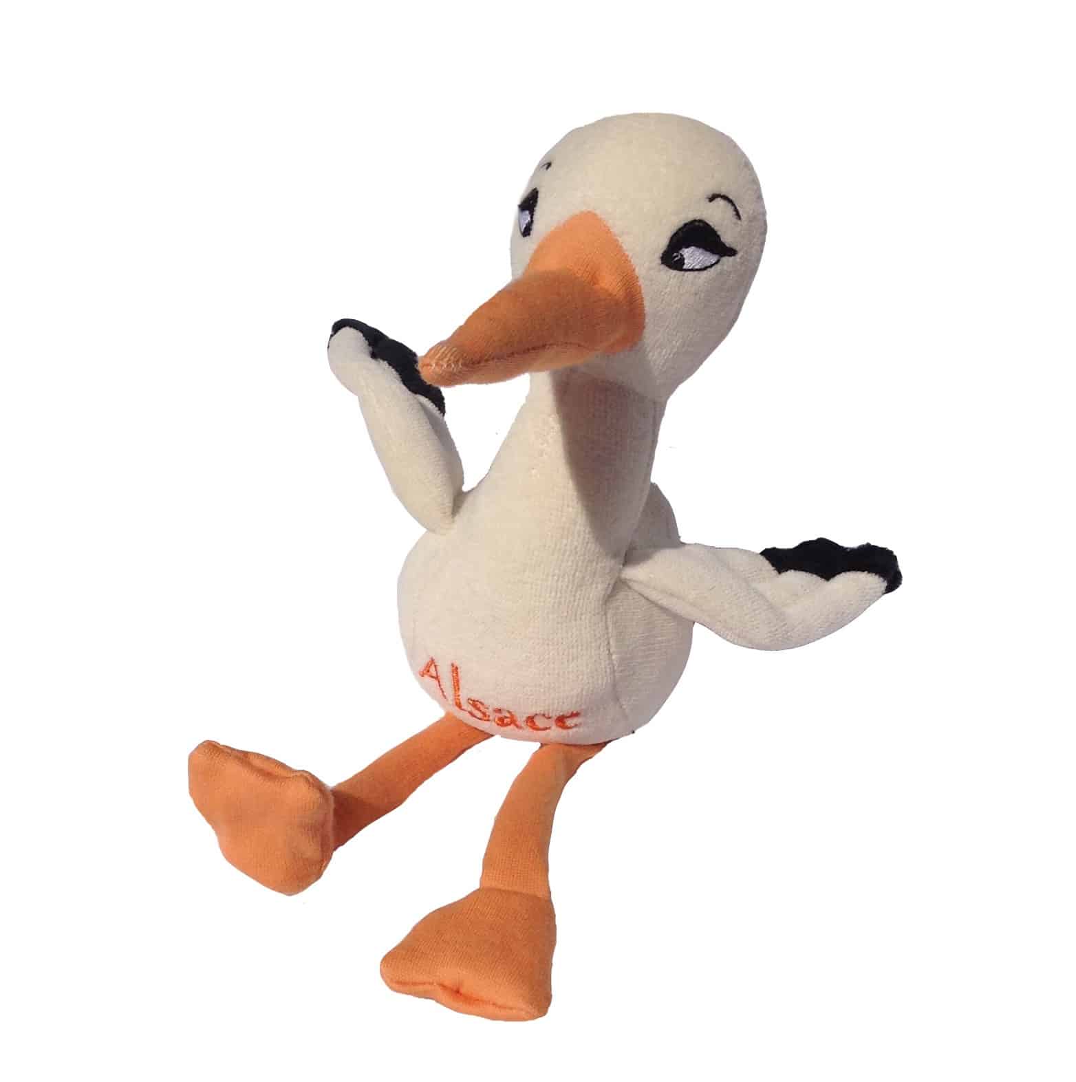 Doudou cigogne en coton biologique 29 cm *Alsace*