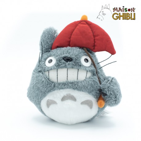 Totoro gris avec parapluie rouge-mon voisin Totoro H15cm