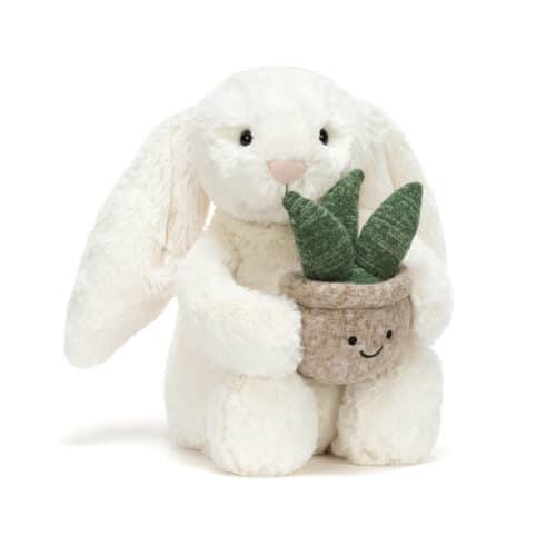 Cream Bunny with Plant 31x12x9cm