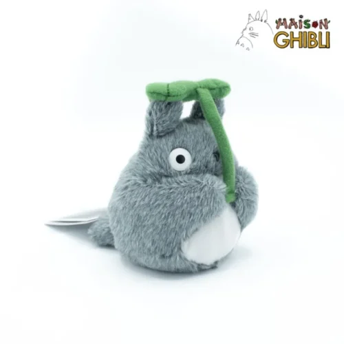 Totoro gris avec sa feuille Beanbag 13cm