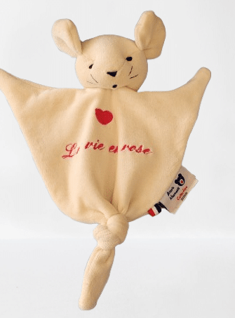 Doudou souris bio la vie en rose 28cm