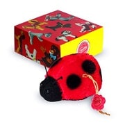 Coccinelle miniature mohair rouge/noir 5 cm