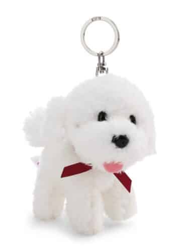 Porte-clés Chien Bichon Frisé blanc 10cm