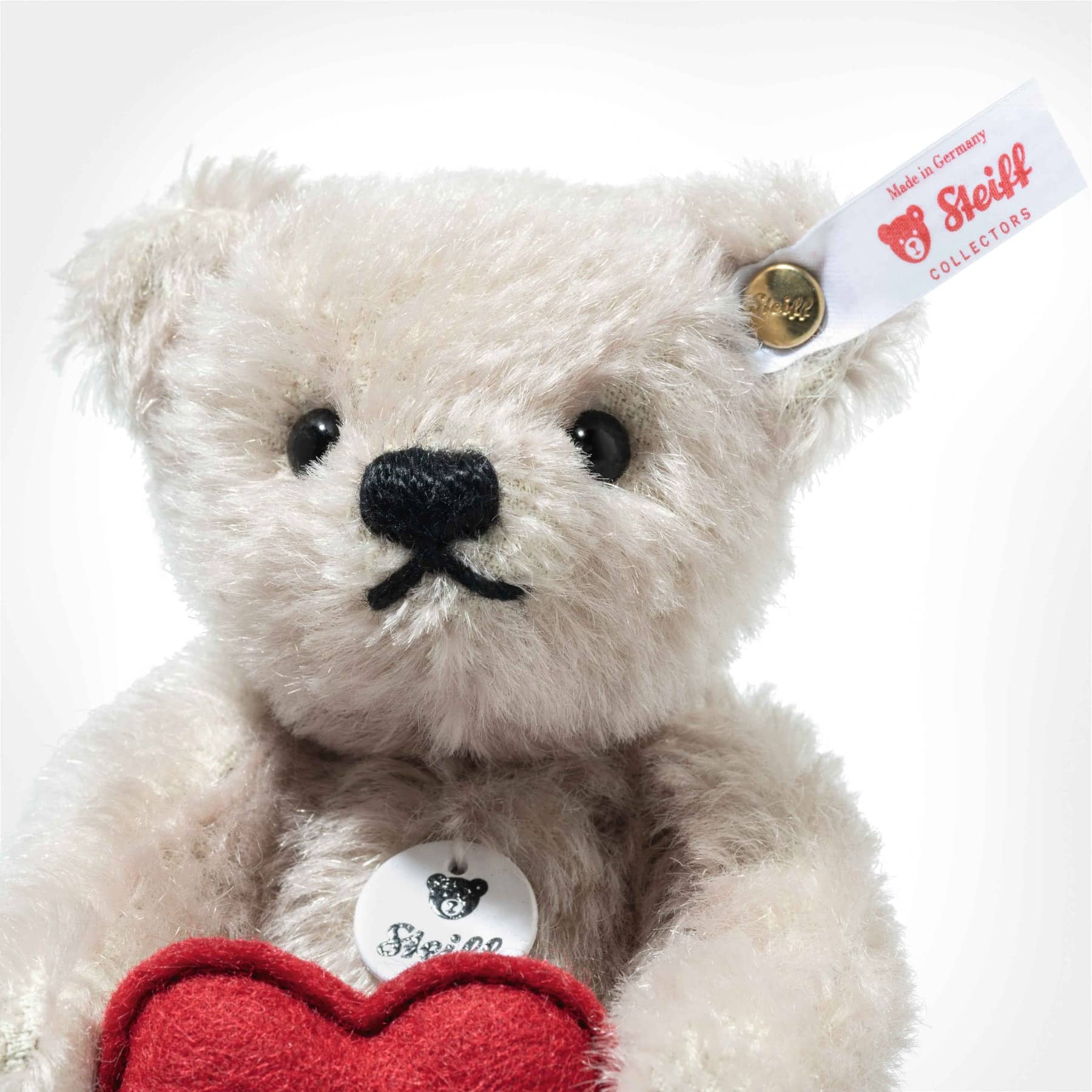 Ours Teddy moh gris clair avec coeur 13cm – Image 3
