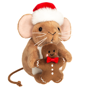 Souris de Noël avec bonhomme pain d'épices 11cm