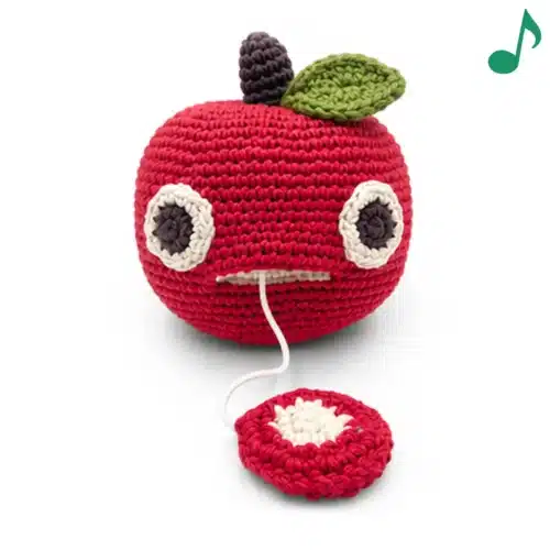 Boite à musique Pomme rouge Pete bio 16x13x13cm