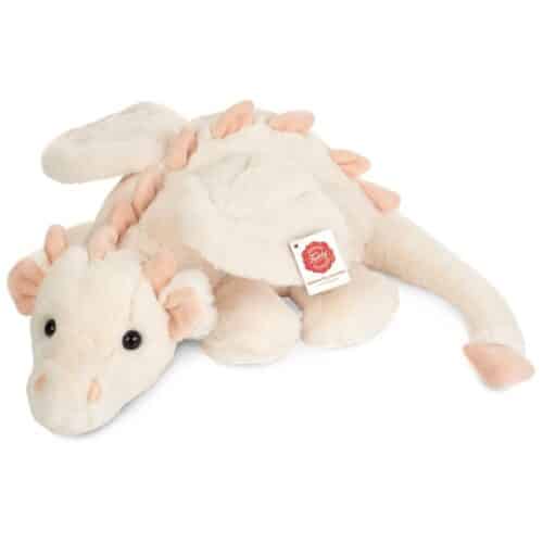 Dragon Fluffy blanc/rosé allongé 32cm