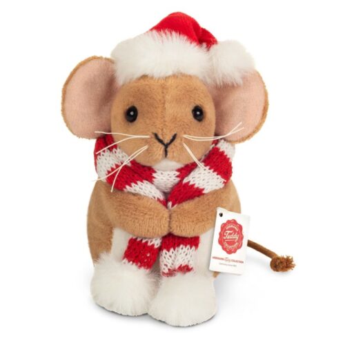 Souris de Noël avec écharpe 11cm