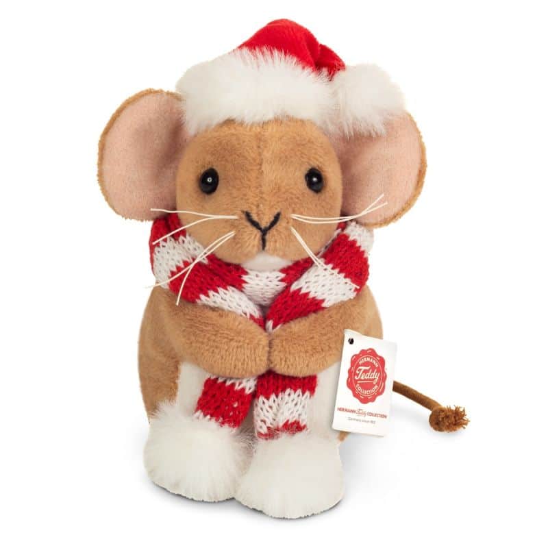 Souris de Noël avec écharpe 11cm