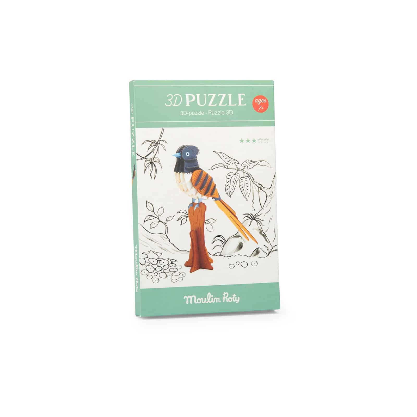 Puzzle 3D Gobe-Mouche de Paradis L12xH11.5cm – Image 2