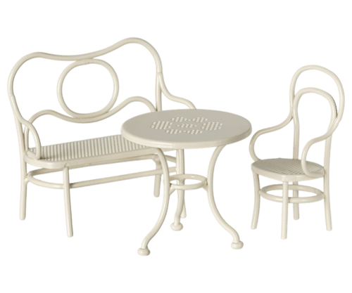 Table, Banc et Chaise Souris Small – Blanc H8.5xl9xP4.5cm