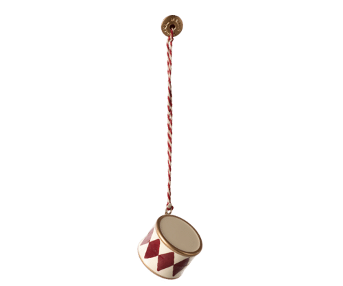 Ornement Petit Tambour métal – Rouge H2.5xl3xP3cm