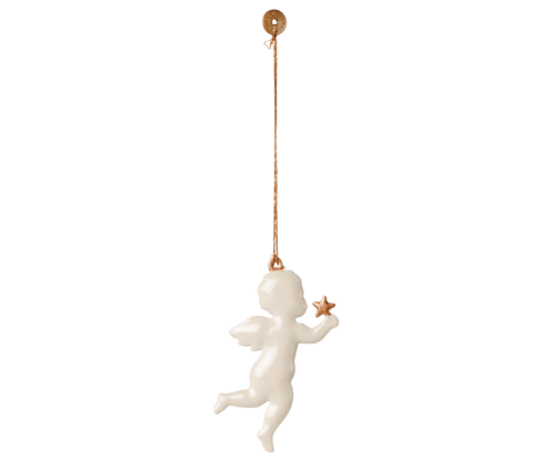 Ornement Ange étoile métal – Blanc H9.5xl5.5cm